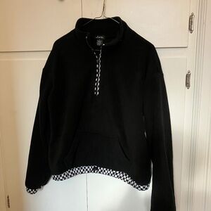 Justify black + checkered cropped jacket